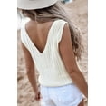 thumbnail image 3 of Women's White Hollowed Knit V Neck Tank Top, 3 of 4