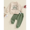 thumbnail image 2 of Suealasg Baby Boys Fall Tracksuit Outfits 6M 1T 2T 3T 4T Toddler Boys Clothes Long Sleeve Tractor Letter Print Sweatshirt and Long Pants 2Pcs Casual Autumn Clothing for Little Boys, 2 of 7