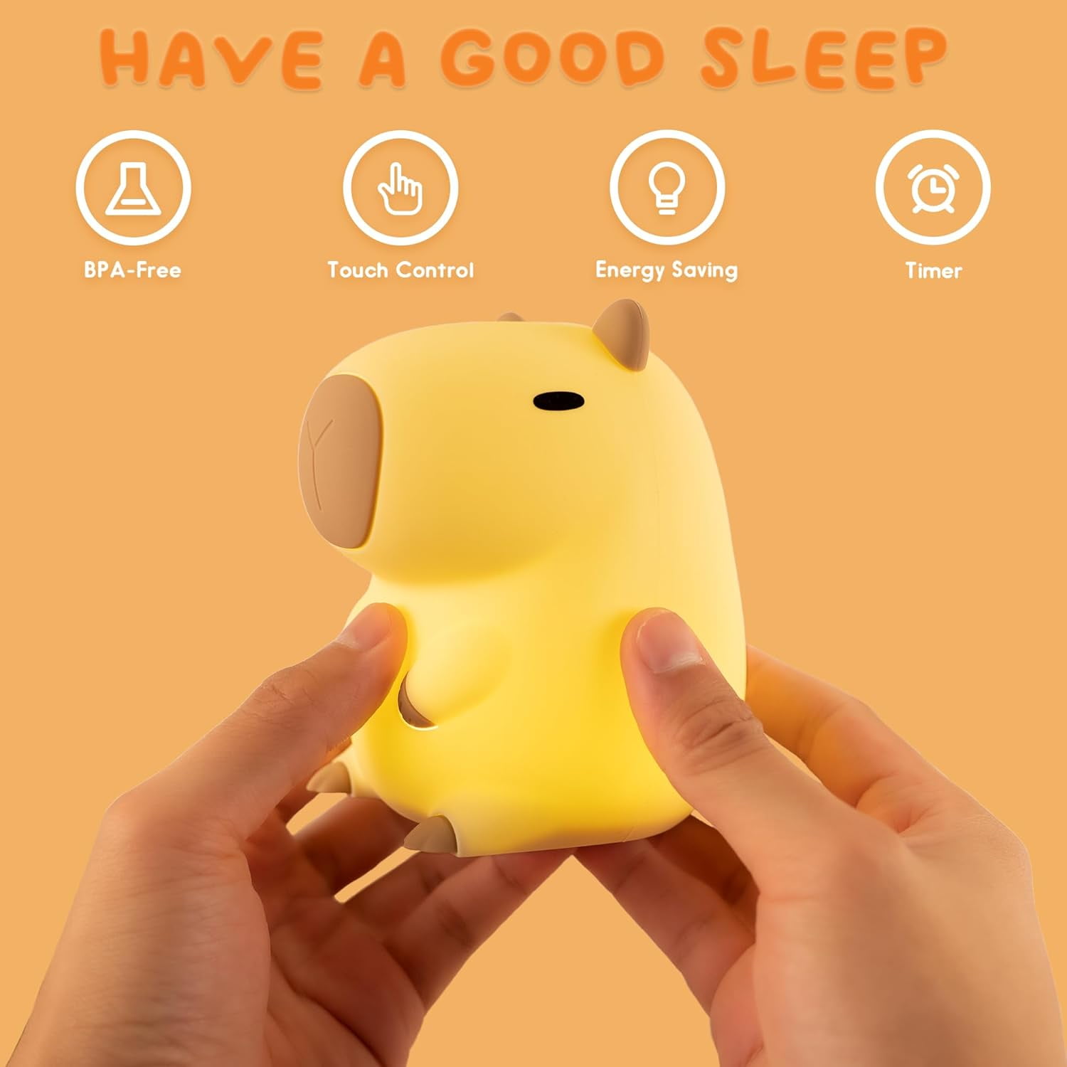 LED Benson Night Light, Cute Duck Animal Silicone Nursery Night Light Rechargeable Table Lamp Bedside Lamp with Touch Sensor for Baby Girls Women Bedrooms, Living Room