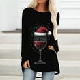 thumbnail image 2 of Riecok Long Shirts for Women Christmas Round Neck Tunic Tops Red Wine Glass Print Raglan Sleeve Blouses Casual Cozy Clothes, 2 of 5