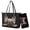 Black- Bulldog Dog, variant on TSOVTHRID Bulldog Dog Print Handbag and Wallet Set Womens Tote Bag Top Handle Handbag with Matching Leather Wallet Large Capacity Black Shoulder Satchel Clutch Purse