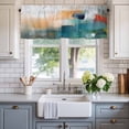 thumbnail image 2 of Oil Painting Farmhouse Short Window Curtain Valances, Colorful Modern Abstract Graffiti Art Rod Pocket Kitchen Valances for Living Room Bedroom Bathroom Cafe 42" x 18", 2 of 8