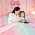 thumbnail image 4 of meiyoeat colorful Ombre King Size Comforter Sets,Multicolor Gradient Lines Print Comforters King Size,Reversible,3-Piece,1 Comforter and 2 Pillowcases, 4 of 7