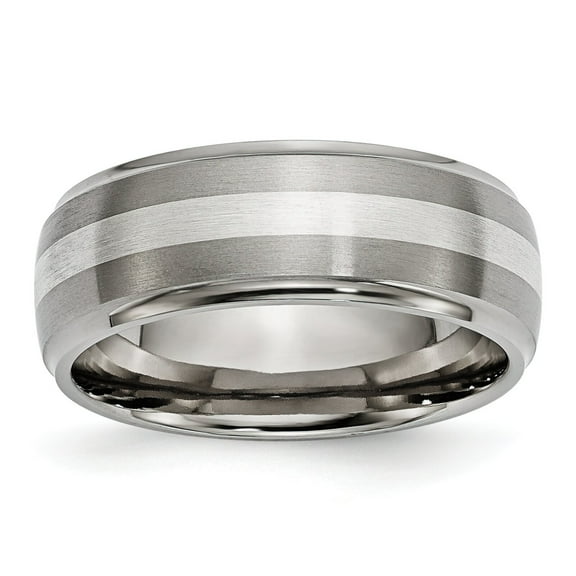 Titanium Sterling Silver 8mm Mens Wedding Ring Sz 11