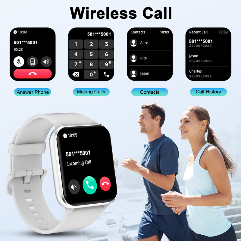 Smart Watch for Men Women, 1.85" HD Touchsreen, Bluetooth Calling, 1ATM Water-Resistance, 130+ Sports Modes, Health, Fitness & Sleep Tracker, Timer, Fitness Watch for Android/iOS (Grey) for Gift