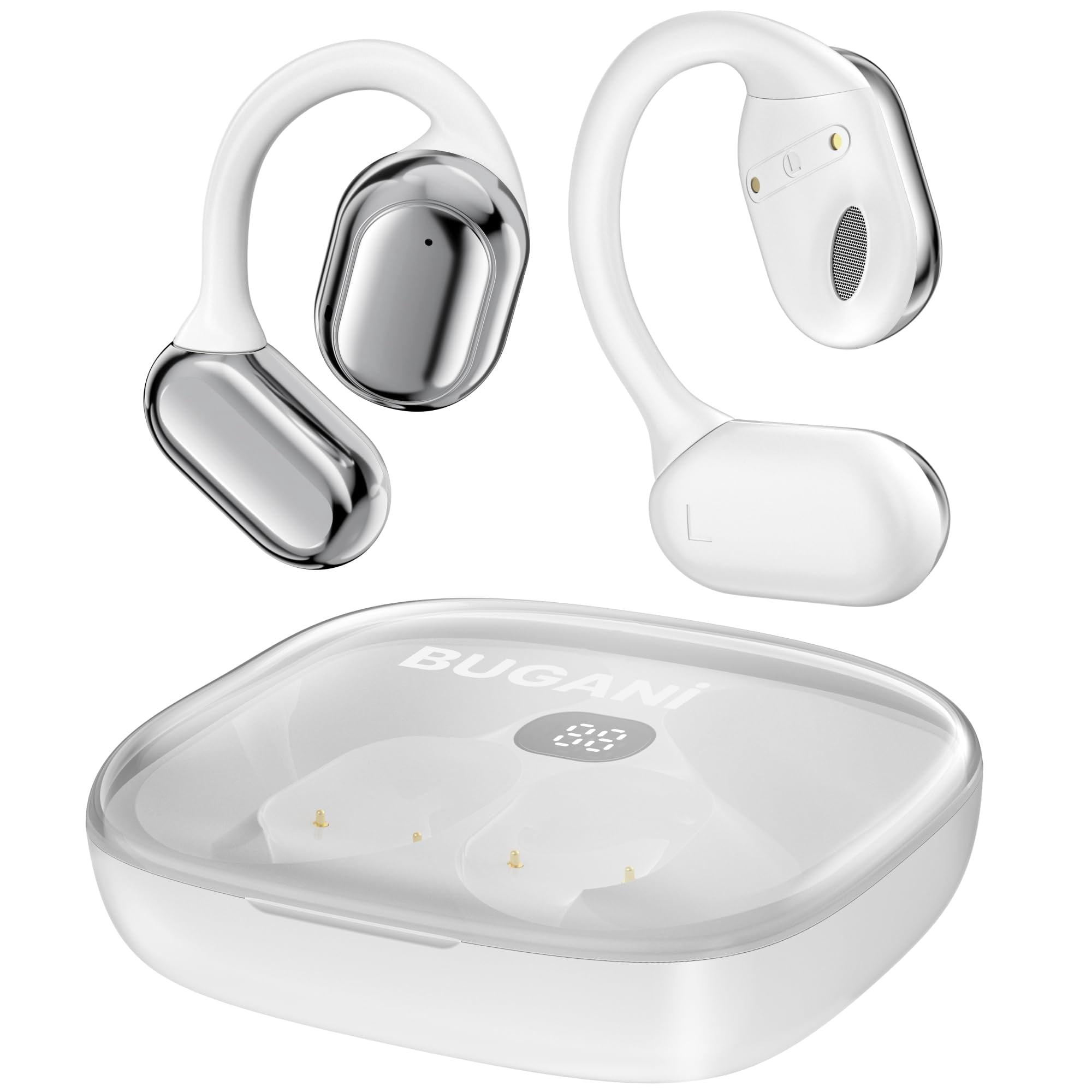 BUGANI Bluetooth-hoofdtelefoon, Bluetooth 5.3 draadloze hoofdtelefoon, in-ear hoofdtelefoon met ruisonderdrukking, ENC, diepe bas, 24 uur, IPX6, geschikt voor sport