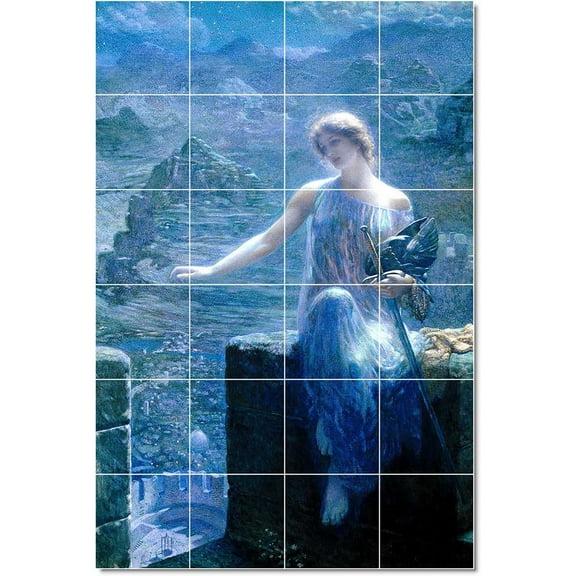 Ceramic Tile Mural-Edward Robert Huges Women Painting 61. 17" w x 25.5" h using (24) 4.25 x 4.25 ceramic tiles