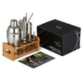 thumbnail image 1 of fafa-Oak & Steel Martini Cocktail Shaker Set - 13pc Stainless Steel Bartender Kit with Wooden Stand & Recipe Guide (500ml), 1 of 4