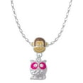 thumbnail image 1 of Delight Jewelry Silvertone Owl with Hot Pink & Clear Crystal Eyes Mia Monkey Charm Necklace, 1 of 4