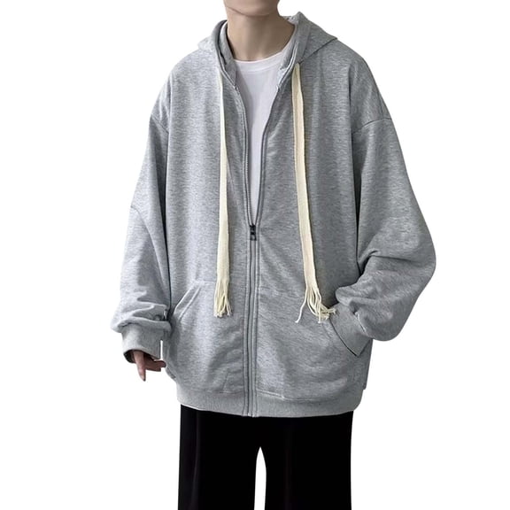 Vedolay Jacket Coat Long Sleeve Sportswear Coat Jacket Clothes Grey,L