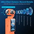 thumbnail image 2 of W & O Q7 Rotating Lens 2.5K 100 MP Action Video Camera with Memory Card, Orange, 2 of 9