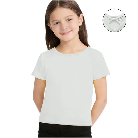 Spazoro Toddler Girls T-Shirts Tees, Cute Print Short Sleeve Round Neck Casual Tops for Kids White Size 4-5
