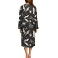 thumbnail image 3 of FKELYI Black Spiderweb Bat Star Print Women Zip Up Robe Nightgowns House Coats Full Length Soft House Dress Long Sleeve Bathrobe with 2 Pockets Nightwear, M, 3 of 6
