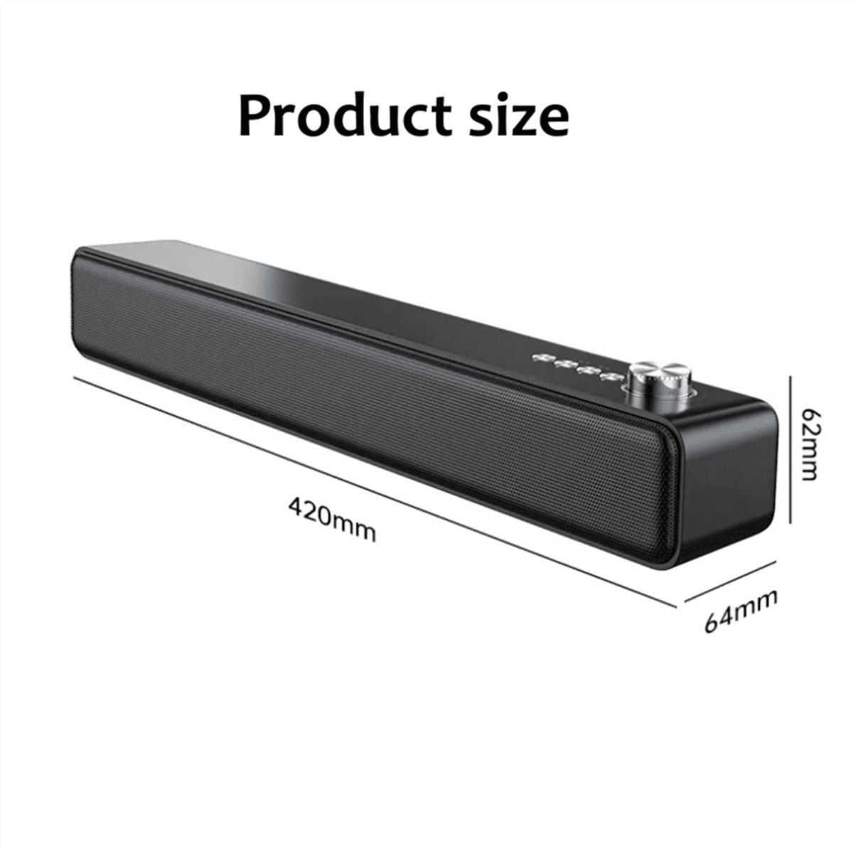 Portable Sound Bar Computer Speakers AUX Wired Wireless Bluetooth Speaker PC/TV Home Theater System 4D Stereo Surround-A,1 x Bluetooth Speaker 1 x USB Cable 1 x Audio Cable 1 x English manual,Black
