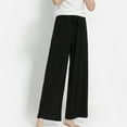 thumbnail image 2 of Homegro Women's Pajama Bottoms Elastic Waist Sleep Pants Pj Straight Leg Solid Drawstring Soft Lightweight Black Medium, 2 of 5