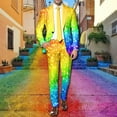 thumbnail image 2 of NAFUU Men's Suits Mens Rainbow Suits Slim Fit Blazer Jacket And Pants Set Tie-Dye Printed Sports Coats Suit Pants Party Outfits Comfort Loungewear Sets, 2 of 6