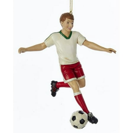 Boy Bear Holiday Ornament - Boy Soccer Player Kicking Ball Christmas Tree Ornament Holiday Sports Decoration