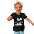 thumbnail image 4 of Zwiiyzr Toddler Baby Boys Girls Summer Clothes Trendy Easter Rabbit Ears Easter Eggs Print Round Neck Print Short Sleeve Top for 3-14 Years Black, 4 of 4