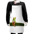 thumbnail image 1 of Animal Kids Apron, Red Eyed Tree Frog Perches on a Long Slim Leaf Tropic Rainforest Animal Wild Life, Boys Girls Apron Bib with Adjustable Ties for Cooking Baking Painting, Green White, by Ambesonne, 1 of 2