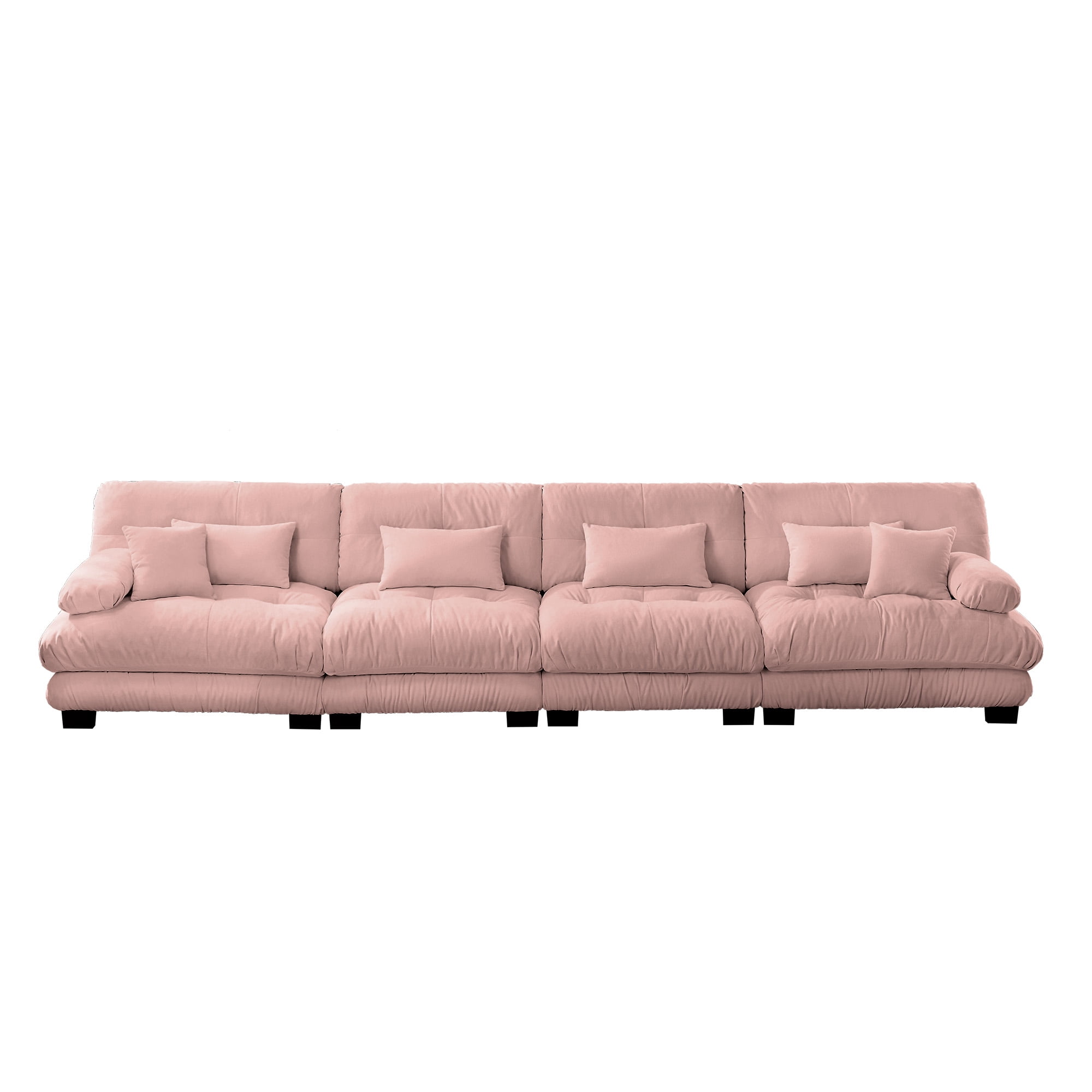 Gewnee Oversize Luxury Modular Pink Chenille Deep Seat 4-Seater Sectional Sofa Couch , Upholstered Sofa for Living Room
