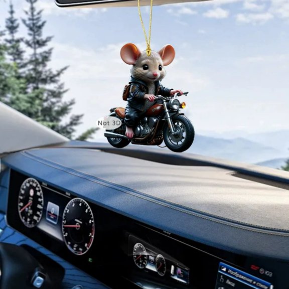 ZhyrZng Mouse Riding Motorcycle And Playing Guitar 2D Acrylic Pendant Hanging Pendant Hanging Decoration Home Decoration Hanging Ornament Festival Decoration Keychains Home Door Wall Window Decor