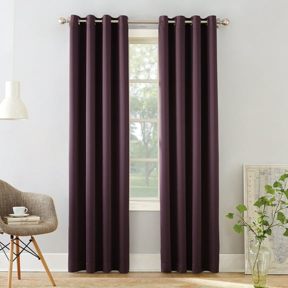 Sun Zero Madison Grommet Room Darkening Window Curtain Panel, 54"X108", Plum