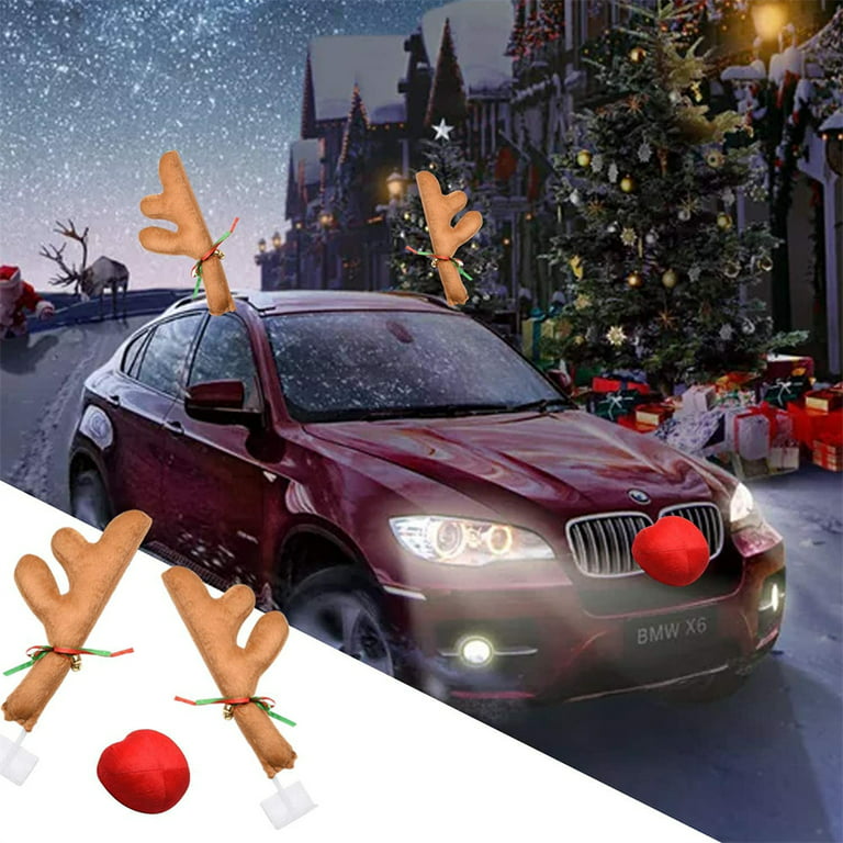 Car Christmas Reindeer Antler Decorations, Vehicle Christmas Car