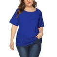 thumbnail image 2 of Diufon Womens Plus Size T-Shirts Round Neck Short Sleeve Tees Summer Solid Color Hollow-Out Tops, 2 of 7