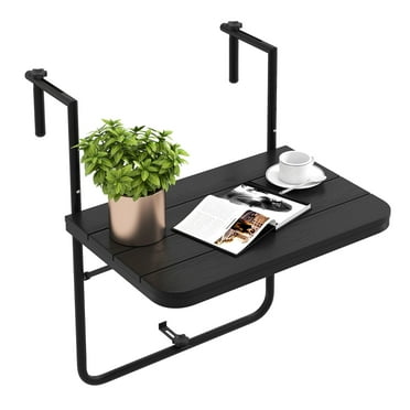 Costway Folding Hanging Table Outdoor Railing Table with 3-Level Adjustable Height