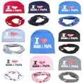 thumbnail image 2 of Eleanos 2Pcs Kids Toddler Baby Cotton Caps I Love Mama&Papa Print Beanie Hats Scarf Neck Warmer Sets, 2 of 2
