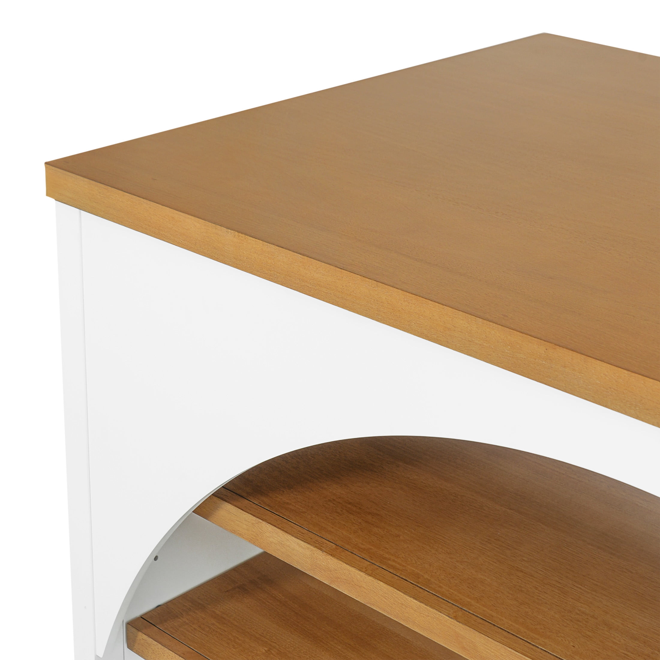 Christopher Knight Home 56" Farmhouse Kitchen Island Cart with Open Storage Shelves, Wood Top, White