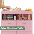 thumbnail image 4 of TROPOW Dresser for Bedroom with LED Lights and Power Outlet, Baby Changing Table Dresser with 6 Drawers, 2 Open Storage Shelves, Baby Dresser with Changing Table Top, Pink, 4 of 8
