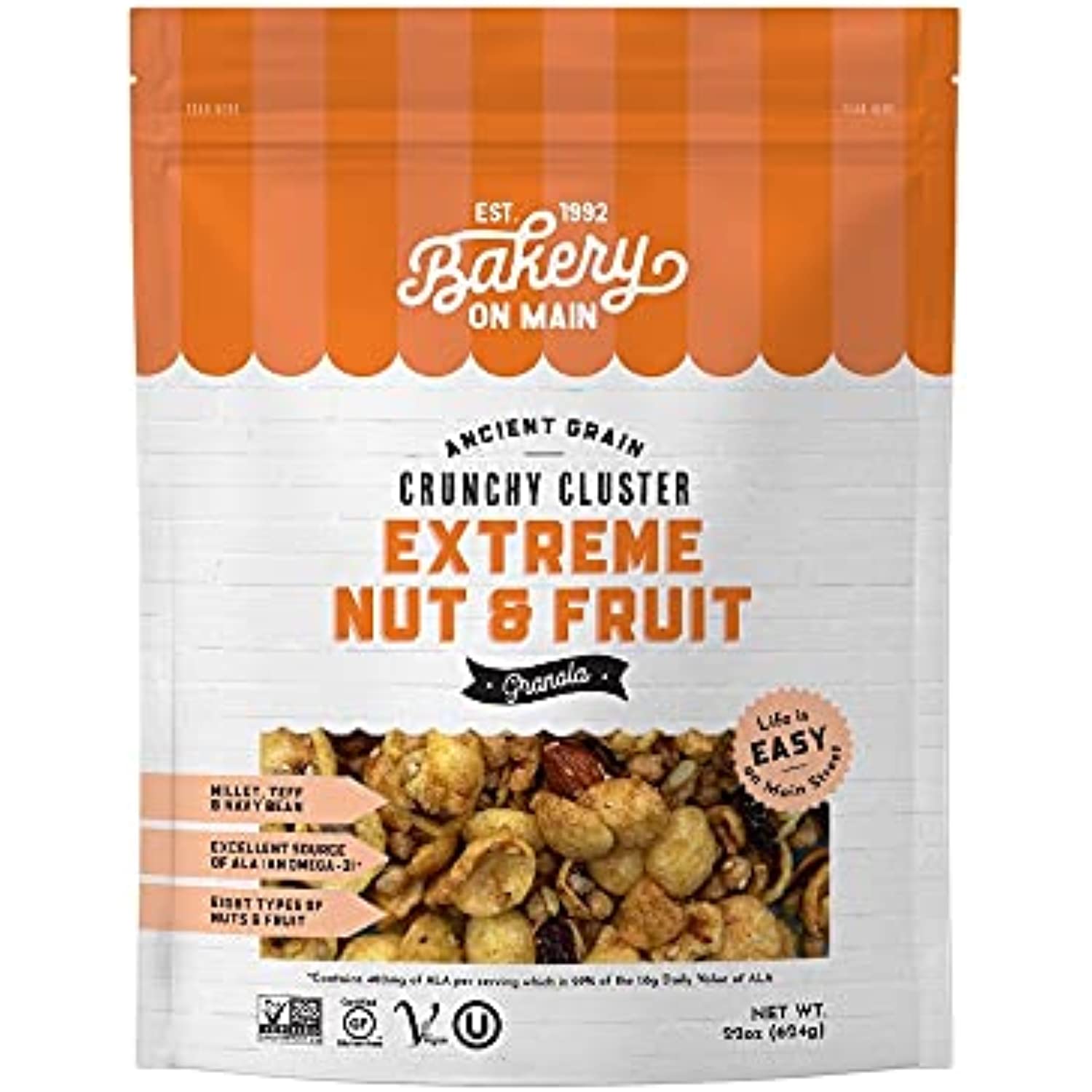Bakery On Main Gluten-Free Granola + Ancient Grains, Vegan & Non Gmo - Extreme Nut & Fruit, 22 Ounce 107615 1.37 Pound (Pack Of 1)