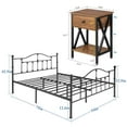 thumbnail image 5 of 3 Piece Bedroom Sets Full Size Black Metal Bed Frame and 2 Brown Nightstands, 5 of 7