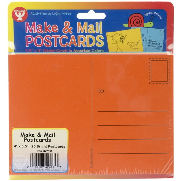 Mighty Bright Make & Mail Postcards 4"X5.5" 25/Pkg-Assorted Bright Colors