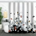 thumbnail image 6 of Floral Fabric Shower Curtain, Flower and Butterfly Design, Water Repellent Machine Washable, 72"x72", 6 of 7