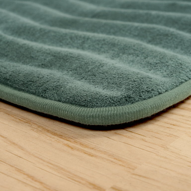 Microfiber Memory Foam Bathmat – Oversized Padded Nonslip Accent Rug for  Bathroom, Kitchen, Laundry Room, Wave Pattern by Somerset Home (Green) 