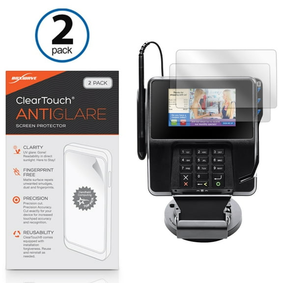 Verifone MX 915 Screen Protector, BoxWave® [ClearTouch Anti-Glare (2-Pack)] Anti-Fingerprint Matte Film Skin for Verifone MX 915