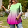 thumbnail image 2 of Jsaierl 3/4 Sleeve Plus Size Womens Tops Casual Round Neck Shirts Fashion Gradient Ladies Blouses Going Out Vacation Tunic Top XL-5XL, 2 of 7