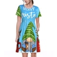 thumbnail image 1 of Vsdgher Joyeux Noël Gnome pour Femmes Été 2025 Robes Midi Maxi Décontractées Légères Manches Courtes Col Rond Robe de Plage, 1 of 6