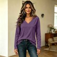 thumbnail image 6 of Long Sleeve Shirts for Women Fall Outfit 2026 Fashion Casual T Shirt V Neck Basic Loose Tunic Tops 2XL, 6 of 7