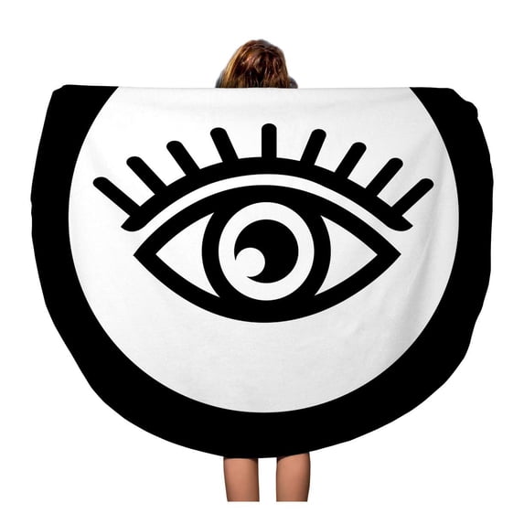 LADDKA 60 inch Round Beach Towel Blanket Abstract Eye Anatomy Emblem Eyeball Eyelashes Eyesight Graphic Health Travel Circle Circular Towels Mat Tapestry Beach Throw