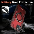 thumbnail image 4 of Rugged Phone Case for Apple iPhone 14, Military Grade Shockproof iPhone 14 Case with Ring Holder, Kickstand, TPU & PC Shell MagSafe Compatible iPhone 14 Cover, Red, 4 of 5