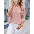 thumbnail image 4 of Womens V Neck Casual Hollow Out Eyelet Embroidered Blouses Shirts Beach Cover Up Tops Dressy Dark Pink L, 4 of 8