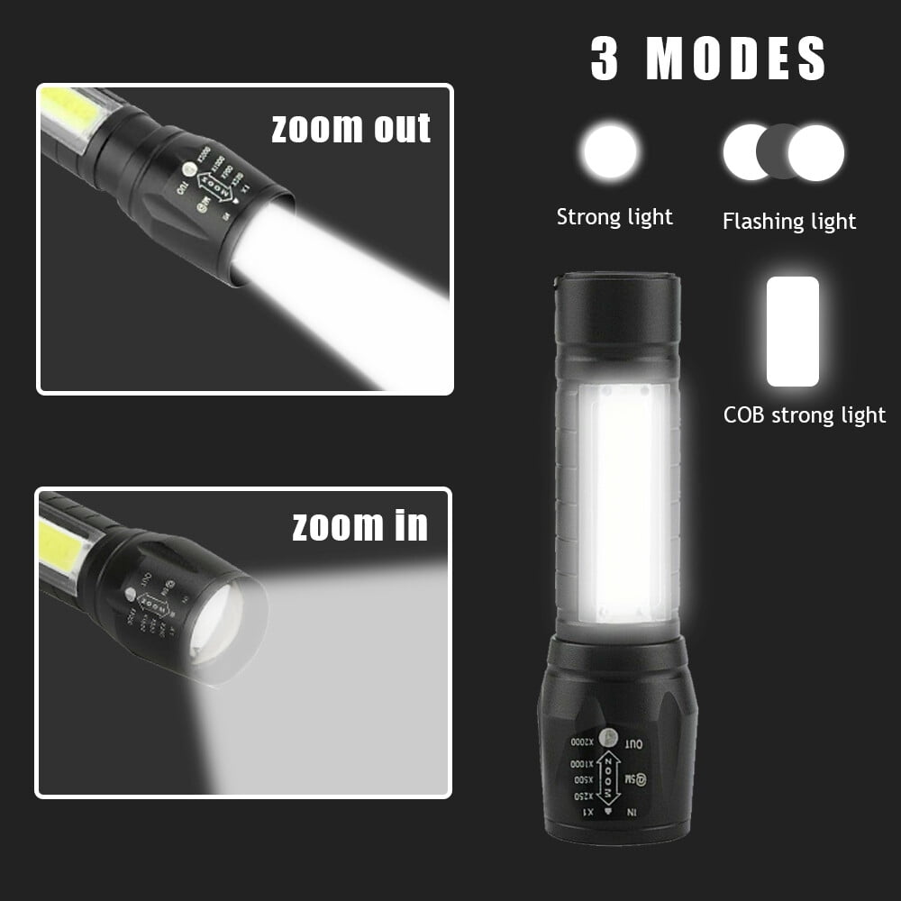 10Pcs Mini LED Flashlight USB Rechargeable Camping Hiking Flashlight Work Light