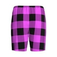 thumbnail image 4 of Rocae Purple Black Buffalo Plaid for Men's Soft Sleep Pajama Shorts, Waistband and Pockets, 4 of 9