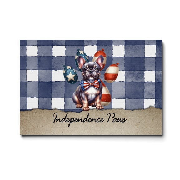 Patriotic French Bulldog 4th of July Independence Paws Horizontal Matte Canvas Poster Dog Lover Gifts Wall Art Home Decor - 02010