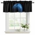 thumbnail image 2 of 2 Pack Valances for Windows, Blue Fruit Window Valances for Living Room/Bedroom/Bathroom, Modern Minimalist Decor Black Background Light Filtering Kitchen Curtain Valance 60"W x18" L, 2 of 9
