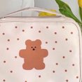thumbnail image 2 of Bolsa de cosméticos de oso, bolsa de aseo de lona portátil linda con cremallera para niñas estudiantes, oso de punto beige, 2 of 5