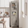 thumbnail image 2 of Mueble de Almacenamiento para Baño de 170 cm - Gabinete Alto con Puertas de Cristal, Cajón Inferior y Repisas Regulables - Diseño Compacto para Baño, Cocina o Recibidor - Gris, 2 of 8
